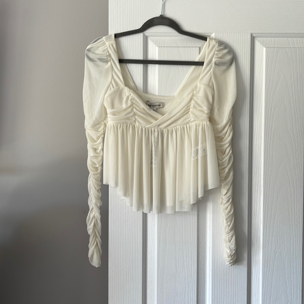 NWT urban outfitters cream/white mesh babydoll top